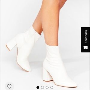 White leather booties